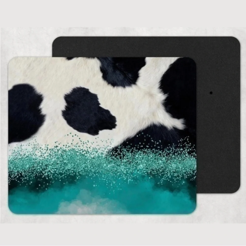 BLUE Glitter Cow Print Mousepad